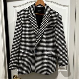 Ann Taylor checkered relaxed double breasted blazer